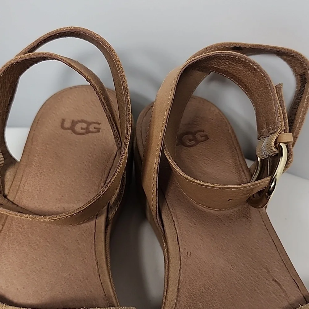 UGG Australia Tan Marchella‎ Open Toe Suede Platform Sandals Size 7.5